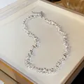 French vintage style silver irregular geometric bead necklace for women chic design - Silver Style (2#) / Silver