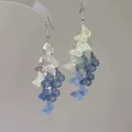 Boucles d'oreilles pendantes papillon élégantes avec un dégradé délicat de bleu et de blanc - Crochet d'Oreille Pendentif Gland Dégradé Papillon (43#)