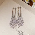 Luxuriöse lange rosa Perlenquasten-Ohrhänger mit Vintage-Metallketten für Damen - Quasten-Ohrhänger-Stil (77#)