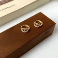 Eleganti orecchini a cerchio dorati a forma di naso di maiale con micro-pave zirconi - Clip per Orecchio Strass Maglia Ancora (HE10583) / Oro