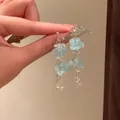 Elegante Zirkonia hellblaue Blumen-Quasten-Ohrhänger für ein zartes Wald-Accessoire - Blumen-Quasten-Tropfenstil (9#)