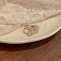 Luxurious gold-tone bow ring decorated with white pearls and sparkling crystals - Knot Bow Style (2#)