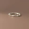 Minimalist irregular geometric silver elastic ring with faceted texture for women - Geometric Block Elastic Style (26#)