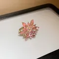 Korean style pink crystal flower index finger ring with gold adjustable band variant - Pink Snowflake Crystal Style (24#)