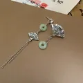 Elegante Ohrringe im neuen chinesischen Stil mit Fächer und jadegrünen Scheiben - Silberne Nadel Stil (57)