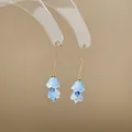 Elegante hellblaue Maiglöckchen-Ohrhänger im Vintage-Stil für Damen, feiner Schmuck - Ohrhaken Stil (40)