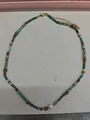 Collana bohémien vintage con perline miste e dettaglio in perla naturale - Collana No. 60 (Acciaio al Titanio Verde)