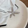Silver textured starfish hair clip for women seaside vacation style hair accessory - 53 Duckbill Clip - Silver