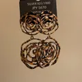 Detailed macro view of bold retro floral rose earrings featuring a unique tortoiseshell pattern - Style 16 Vintage Rose Flower Earrings with Silver Post / Coffee-Black