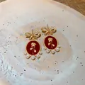 Vintage red rose and gold bow stud earrings with elegant pearl drop accents - 21# Silver Needle - Red - Rose Pearl (Real Gold Plated)