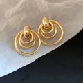 Elegante mehrlagige goldene hohle kreisförmige Hängeohrringe für Damen Mode - Mehrlagiger Hohl-Hoop-Stil (36#)