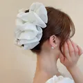 Eleganter weißer plissierter Stoff-Haarclip mit Schleife für Damen, stilvoller Haarschmuck - 33# Haarkralle - Weiß