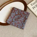 Close-up of retro brown bandana with blue palm leaf pattern on textured background - Dark Brown Base Light Blue Fan Print Style (12#)