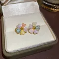 Dainty sweet summer dopamine jewelry colorful flower stud earrings with silver needles - Colorful