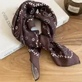 Elegant vintage brown paisley printed silk-like square headscarf and hair band for women - Brown Paisley Vine Style (5#)