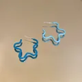 Stilvolle blaue Wellen-Stern-Ohrringe mit Silbernadeln für einen minimalistischen Look - Wellensternstil (34#)