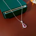 Elegant new Chinese style gourd pendant necklace featuring red stones and fine silver chain - Silver Purple Gemstone Style