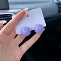 Eleganti orecchini a lobo rotondi viola lucidi con aghi in argento per donne alla moda - Bottone a Sfera a Specchio Viola