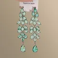 Exquisite long dangling earrings featuring green teardrop zircons with silver needles - 83# Silver Post - Emerald Pear Dangle (Large) / Green