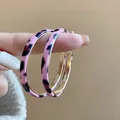 Élégantes créoles à motif léopard rose avec finition dorée et aiguilles en argent - Style Créole Léopard (8#)