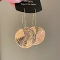 Goldfarbene kreisförmige Ohrhänger mit konzentrischer Struktur und eleganten Haken - 19# Wellenförmige Scheibe Ohrhaken-Stil / Gold