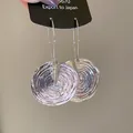 Elegante silberfarbene strukturierte spiralförmige Metallohrringe im Nischendesign - 20# Texturierte Scheibe Ohrhaken-Stil / Silber