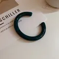 Minimalist dark green marbled acrylic open-cuff bracelet for women fashion jewelry - Dark Green Marble (HB3743-1) / Blue