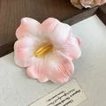 Elegant pink and white gradient foam flower hair clip with yellow stamen accessory - Pink-White Gradient Foam Flower Hair Clip (65#) / Pink
