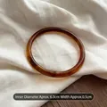 Minimalist amber brown translucent acrylic round bracelet with 6.3cm inner diameter - ID 6.3cm, Width 0.5cm / Brown