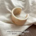 Minimalist cream marble pattern acrylic open cuff bracelet for women, 3.5cm wide - ID 5.5cm, Width 3.5cm / Off White