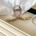 Elegant brown transparent hair claw clip with stylish gold lettering accent for women - Letter Decor Style / Transparent Coffee