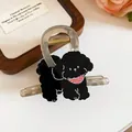 Minimalist Korean style hair claw clip featuring a cute black poodle cartoon design. - Scarf Poodle Style / Transparent Black