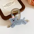 Cute grey poodle cartoon hair claw clip featuring a minimalist transparent resin design - Party Hat Teddy Style / Transparent Gray