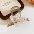 Cute white poodle shaped hair claw clip with colorful polka dots for elegant hair styling - Colorful Dot Dog Style / Transparent Taupe