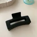 Matte black rectangular claw clip with minimalist geometric design for hair styling - Rectangle Simple Style / Matte Black