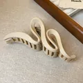 Elegant beige minimalist wavy hair claw clip with a matte finish for everyday hair styling - Matte Wave Style / Light Coffee Matte