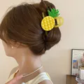 Cute yellow pineapple shaped hair claw clip accessory for women back hair styling - Pineapple Shape Style / Yellow Green