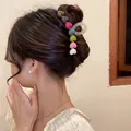 Elegant colorful heart-shaped acrylic hair claw clip for women's minimalist hairstyles - Heart Puzzle Style / Multicolor