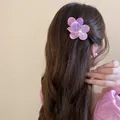 Elegant purple floral hair clip with pearl detail for women's hair styling - Single Pearl Floral Style / Purple