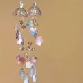 Close-up of delicate floral tassel earrings with colorful beads and flower charms. - 7# Silver Post - Blue Purple