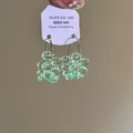 Detailed view of light green glass grape cluster drop earrings with silver 925 hooks - 24# Hoop - Green