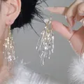 Exquisite silver needle earrings with shimmering rhinestone waterdrop tassels detail - 26# Ear Hook - Gold White