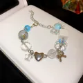Handmade colorful dopamine style beaded bracelet featuring heart star and bow charms - Multi-Material Mix Style (74#)