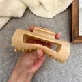 Large beige matte hair claw clip for thick hair, durable non-slip shark clip accessory - Arc Matte Khaki Style 73