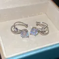 Elegant silver double-layer ear cuff set with round brilliant cubic zirconia stones - One Pair / Silver White