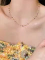 Summer colorful dopamine zircon beaded necklace for women, stylish gold clavicle chain - Simple Microcrystalline Bead Style / Colorful