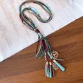 Collana boho vintage a più strati con perline colorate, nappe e ciondoli a cuore - Boho a Strati (12#) / Blu