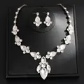 Elegant silver-tone rhinestone teardrop necklace and earring jewelry set on display. - Necklace And Earrings Set (21#) / Silver Clear Waterdrop