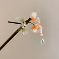 Elegant handmade lily of the valley flower hair stick in soft orange and pink tones - Orange Green Lily of the Valley Style (11#)