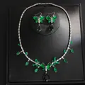 Vintage emerald green teardrop butterfly jewelry set with necklace and drop earrings - Necklace And Earrings Set (42#) / Green Butterfly Waterdrop